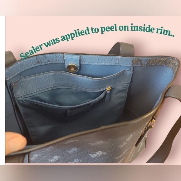 Coach (C4061) Medium Denim Diagonal Horse Carriage Print Coated Canvas Tote Bag - Picture 8 of 16